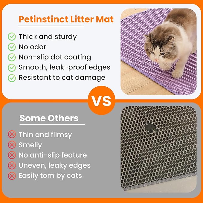 Jumbo Cat Litter Mat, 46x26 Inches Double Layer Honeycomb Litter Trapping Mat - Image 3