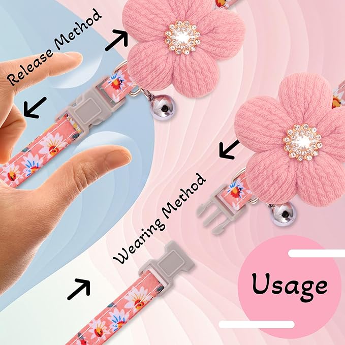 Small Dog Collar with Flower, Puppy Collar - Image 6