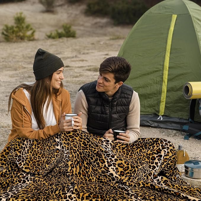 Bnuitland Leopard Print Flannel Twin Size Blanket - Image 6