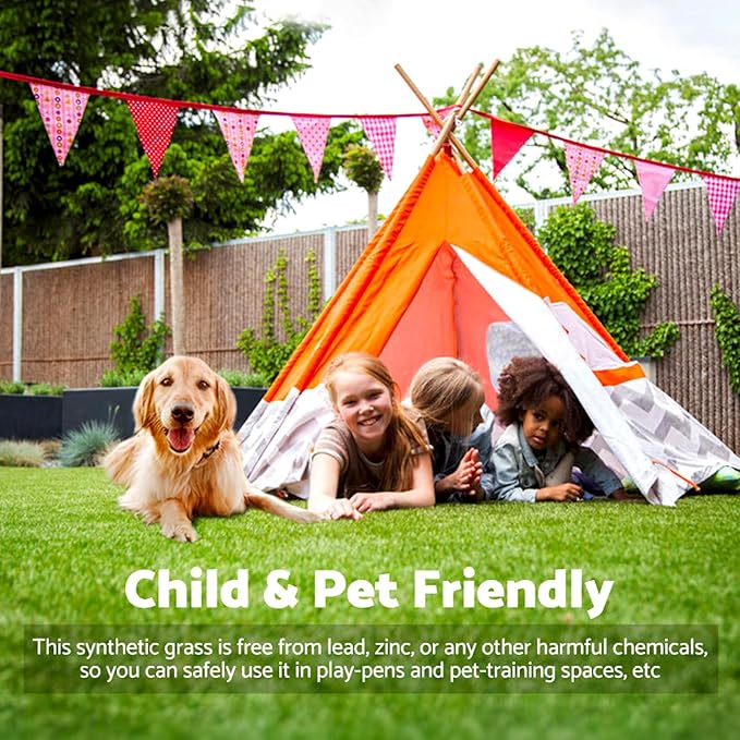 Artificial Grass Rug Outdoor Indoor 8FTX26FT Fake Grass Carpet Green Synthetic - Image 6