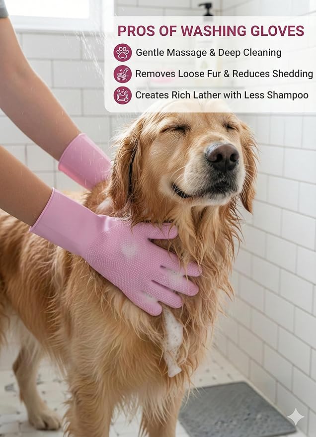 3-in-1 Stress-Free Dog Bathing Kit – Silicone Grooming Gloves, Suction Lick Mat - Image 5