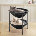 Double Cat Bed Black, Breathable Pet Bed by JUNSPOW