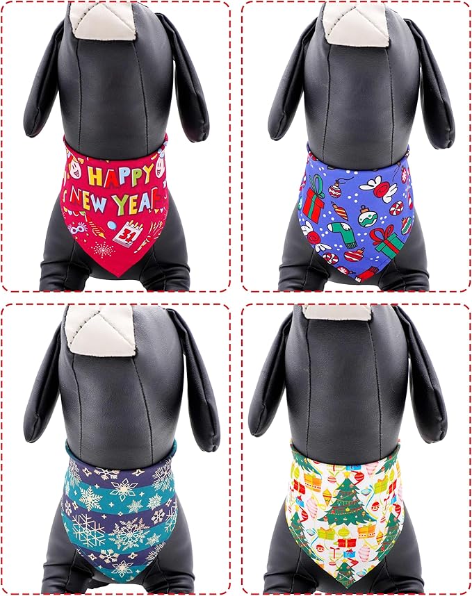 PET SHOW 50 Pack Christmas Big Dog Bandanas Bulk XL Washable Happy New Year - Image 4