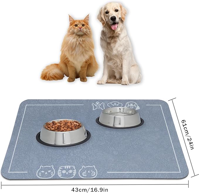 YCT Pet Food Mat, Non-Slip Bottom Absorbent Quick Dry Cat & Dog Feeding Mat - Image 7
