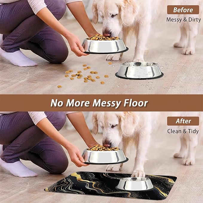 Marble Pet Feeding Mat, Non-Slip Rubber Backing Mat, Cat Dog Accessories - Image 5