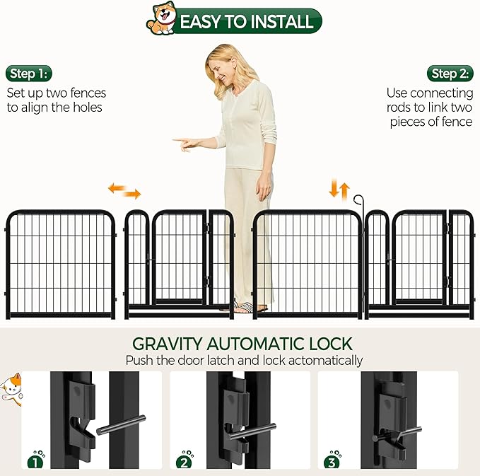 Yaheetech Dog Playpen Outdoor, 24 inch 8 Panels Dog Pen Indoor Heavy Duty Puppy - Image 8