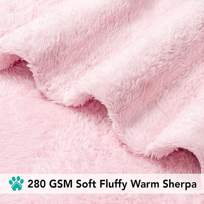 PetAmi Dog Blanket for Small Dogs Pink, Fluffy Soft Puppy Blanket, Sherpa - Image 4