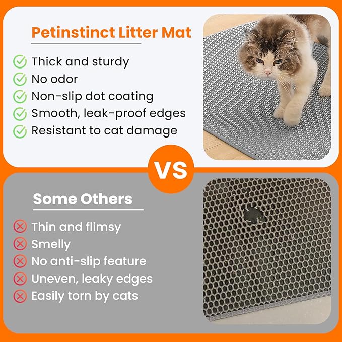 Extra Large Cat Litter Mat, 30x22 Inches Honeycomb Double Layer Cat Litter - Image 3