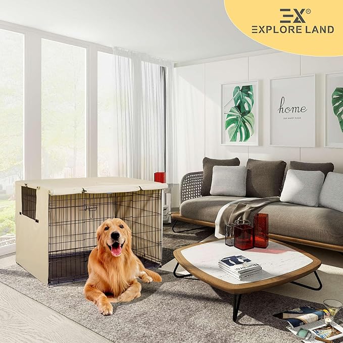 Explore Land 24 inches Dog Crate Cover Heavy Duty Polyester Pet Kennel Sunshade - Image 5