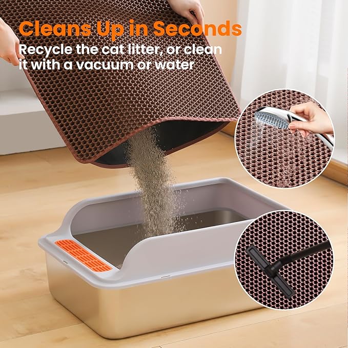 Jumbo Cat Litter Mat, 46x26 Inches Double Layer Honeycomb Litter Trapping Mat - Image 5