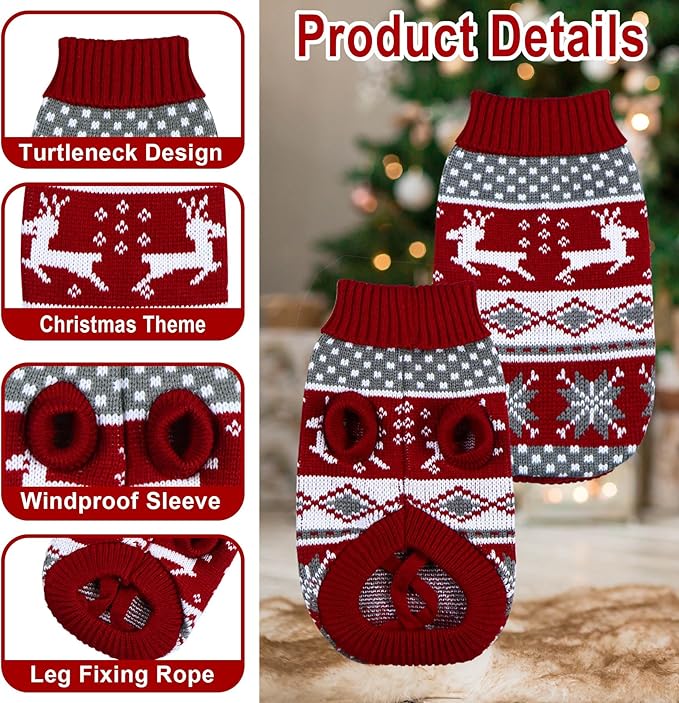 Cat Dog Christmas Sweater Pet Winter Warm Coat Pajamas Small Dog Sweaters - Image 4
