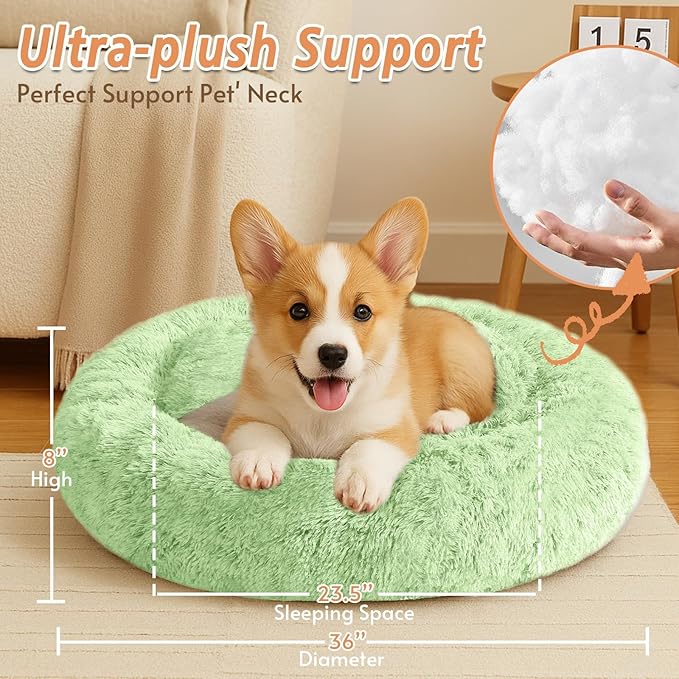 JOLLYVOGUE Calming Dog Bed Large Size Dog, Anti-Anxiety Donut Large Pet Bed - Image 4