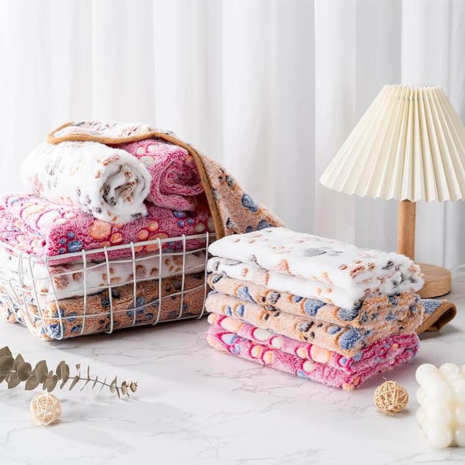 1 Pack 3 Blankets Super Soft Fluffy Premium Fleece Pet Blanket Flannel Paw by CADONO