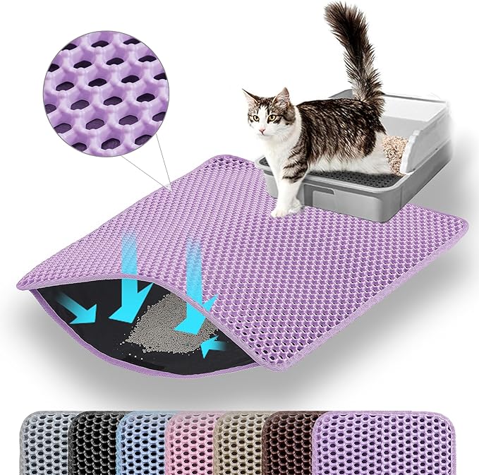 Cat Litter Mat, 24x18 Inches Large Double Layer Honeycomb Cat Litter Trapping by Petinstinct