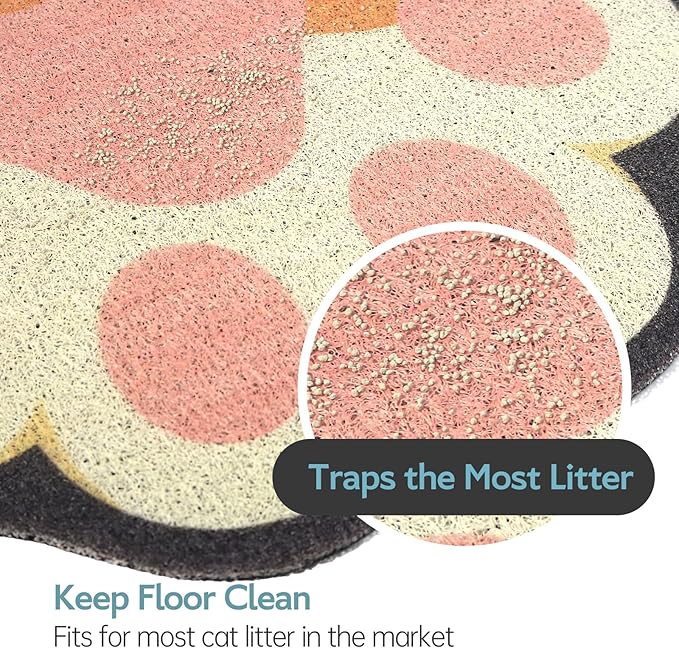 Cute Cat Litter Mat 35”x24”, Litter Box Mat, Litter Trapping Mat, Soft on Kitty - Image 2