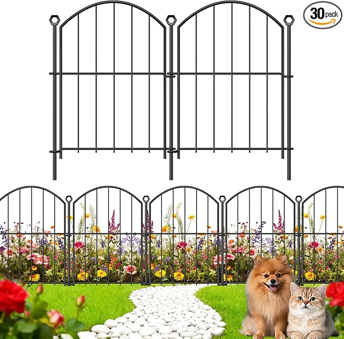 Decorative Garden Fence 17in x30ft, 30 Pack Rustproof Metal No Dig Fence Animal by Thrivinest