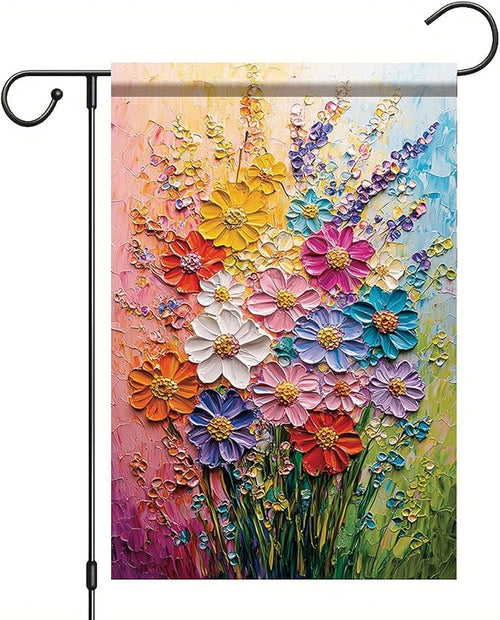 12x18 Inch Spring Garden Flag Colorful Flower Oil Painting Style Yard Banner by StarlitPatio