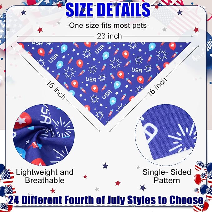 Sanwuta 48 Pcs 4th of July Dog Bandanas - Image 2