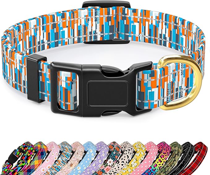 Reflective Dog Collar for Large Dogs, Cute Boho Adjustable Heavy-Duty Nylon by TMOODEL