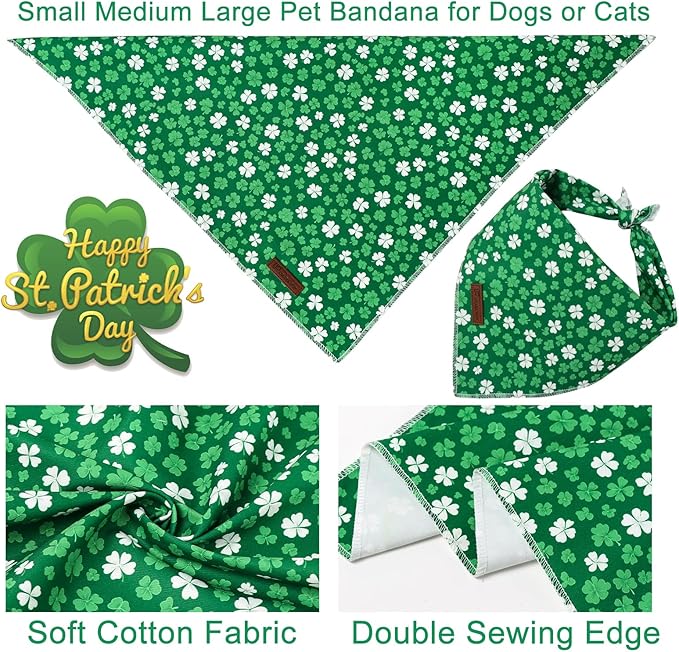 St. Patrick's Dog Bandana, UP URARA PUP Shamrock Triangle Bid Scarf - Image 3