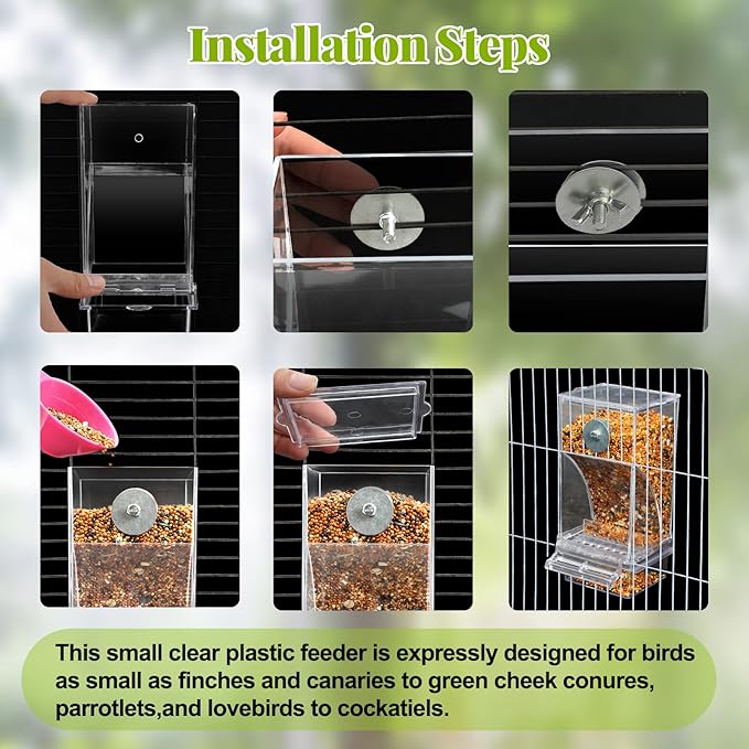 Rypet 2 Pack No Mess Automatic Bird Feeder Transparent Food Container Cage - Image 5