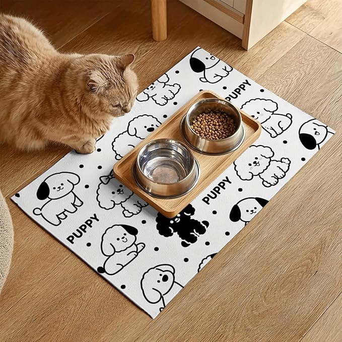 Puppy Pattern Pet Feeding Mat 24x16 Inch Cute Pet Feeding Area Mat Pet Food Mat - Image 2