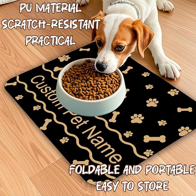 Personalized Dog Cat Food Mat Waterproof Non Slip Pet Bowl Mat Absorbent Quick - Image 5