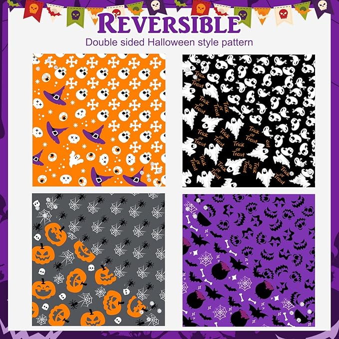 PAWCHIE Halloween Bandanas 4 Pack, Reversible Pumpkin Dog Scarf Bibs, Dog - Image 3