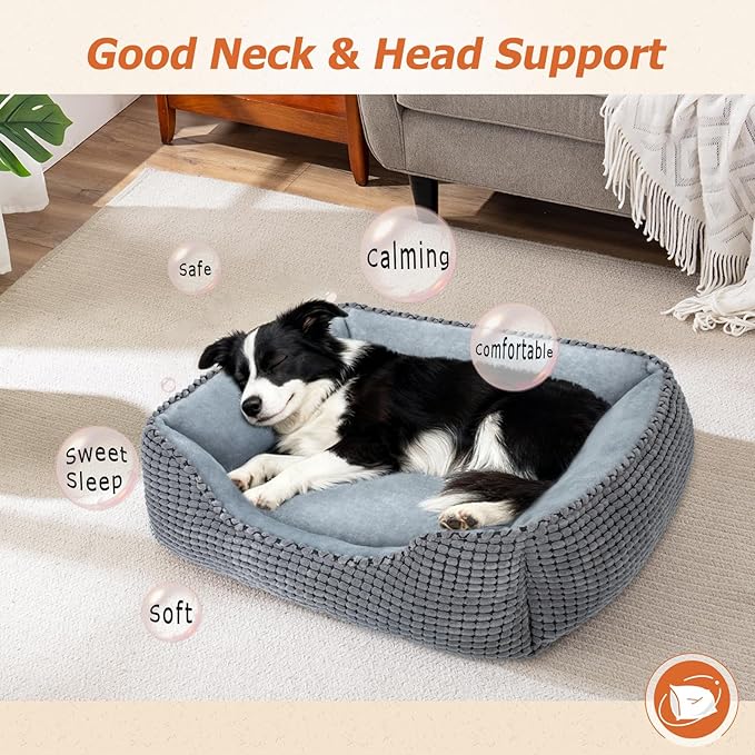 MIXJOY Dog Bed for Large Medium Small Dogs, Rectangle Washable Sleeping Puppy - Image 4