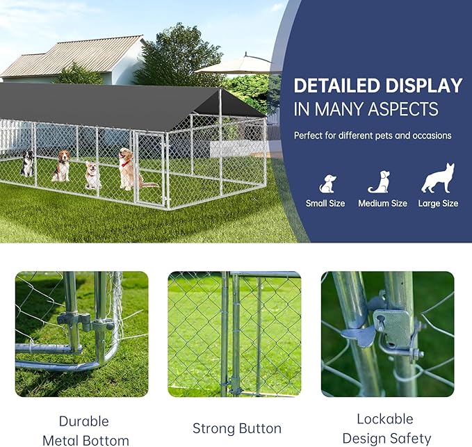 236"x 118" Outdoor Dog Enclosure Heavy Duty Dog Kennel House Mesh Dog Big Cage - Image 5