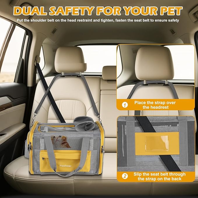 Pawinner Cat Carriers, 17.7"x13"x13" Collapsible Pets Travel Carriers Dog - Image 8