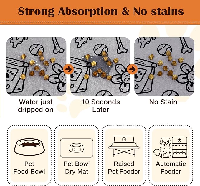 Pet Feeding Mat for Floors Waterproof Dog Mat for Food and Water Absorbent - Image 2