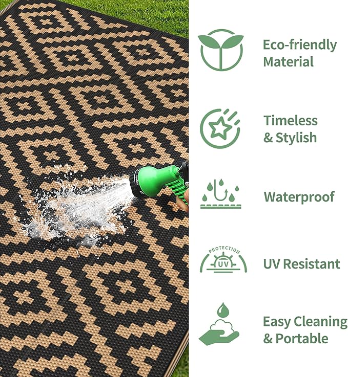 GENIMO Outdoor Rug for Patio Clearance, Reversible Plastic Straw Rugs for RV - Image 5