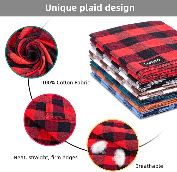 Boy Dog Bandana Small-Blue Black Dog Scarf Buffalo Plaid Printing Adjustable - Image 3
