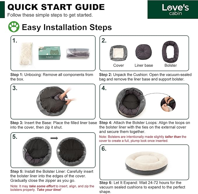 Love's cabin Round Donut Cat and Dog Cushion Bed, 30in Pet Bed - Image 3