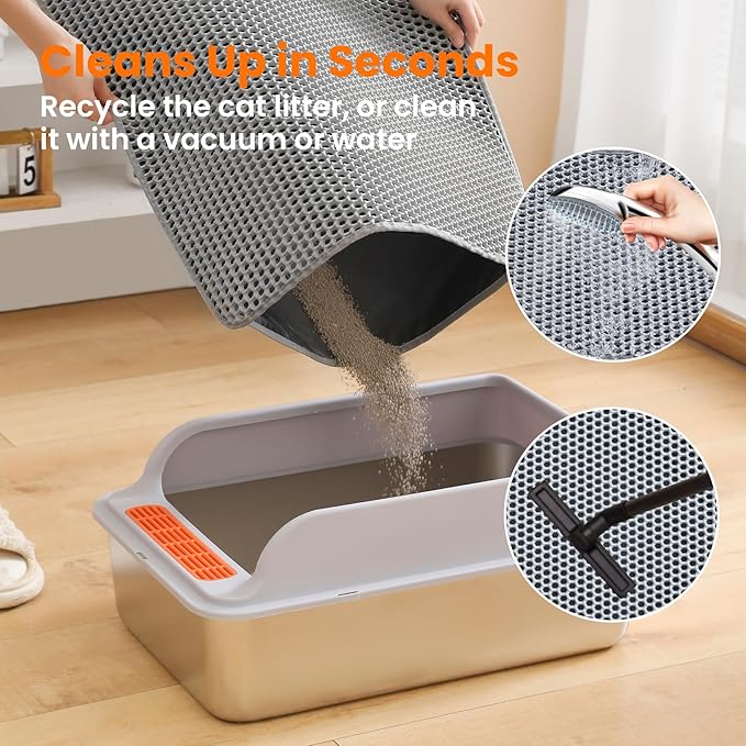 Small Cat Litter Mat, 20x14’’ Double Layer Honeycomb Cat Litter Box Mat - Image 5