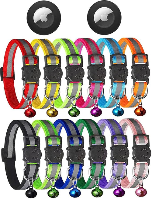 14 Pack Airtag Cat Collar Reflective-Breakaway by ExtodryPremiumCatCollarswithbell