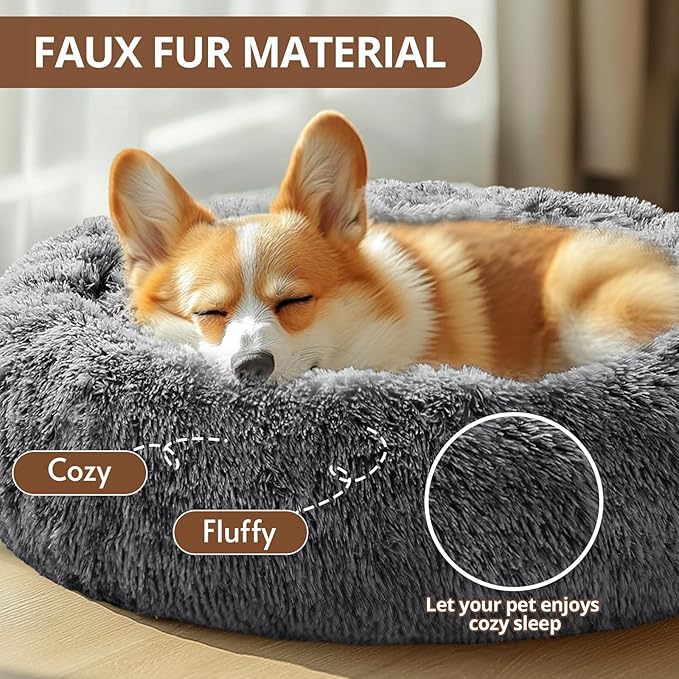 JOLLYVOGUE Calming Dog Bed Large Size Dog, Anti-Anxiety Donut Large Pet Bed - Image 2