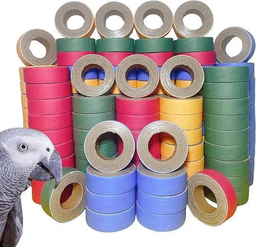 120Pcs Fatty Bagels Bird Toys for Parrots Durable Cardboard Chewing Shredding by Unknown