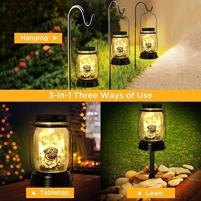 kyoryuger Pug Gifts for Women/Men Pug Solar Lanterns Dog Mom Birthday Dog - Image 5
