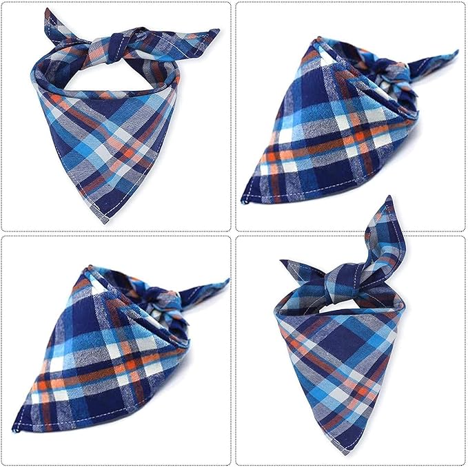 8 Pack Large Dog Bandanas, Reversible Plaid Dog Bandanas Boy Girl Painting Bibs - Image 5