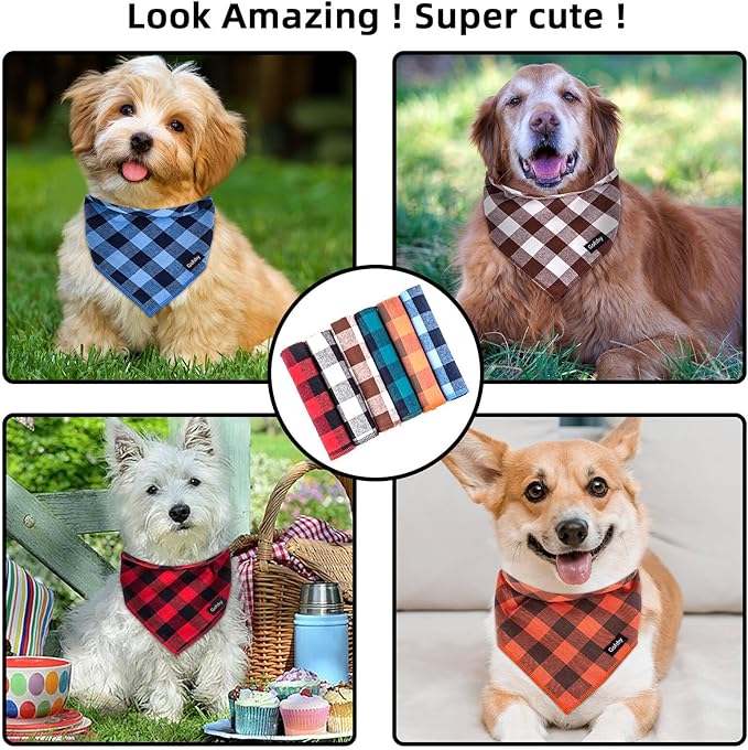 Christmas Dog Bandana Large- Red Black Dog Scarf Buffalo Plaid Printing - Image 7