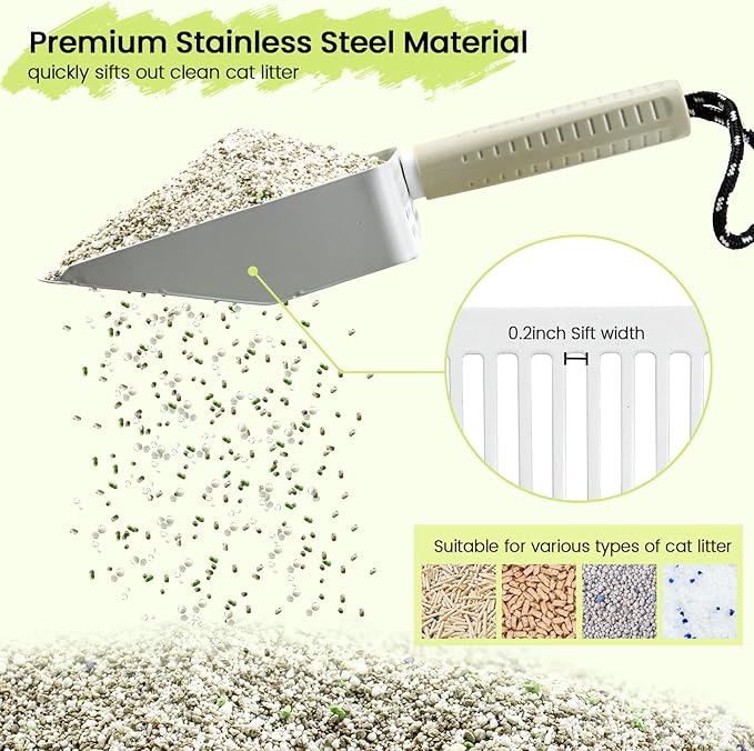 Metal Cat Litter Scooper with Holder, Stainless Steel Metal Litter Scoop - Image 4