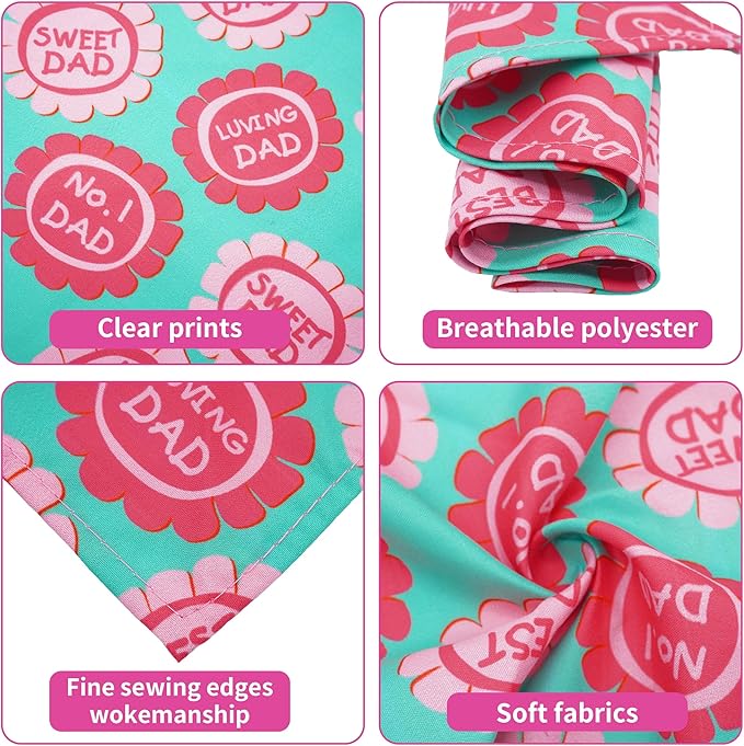 30 Pcs Fathers Day Small Dog Bandanas Bulk 25 Inch Love Dad Dog Bandanas - Image 3