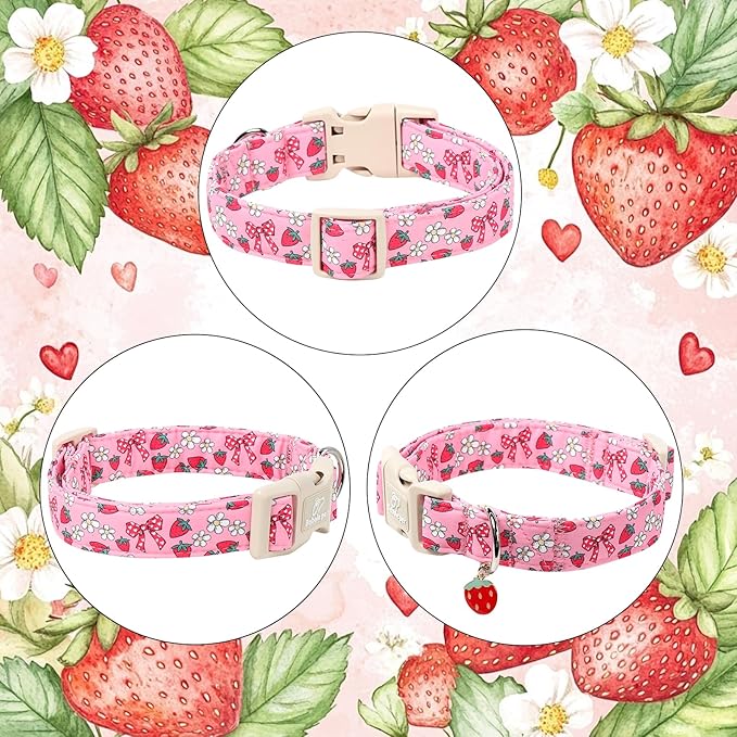 Strawberry Bow Dog Collar for Large Dogs - Image 7