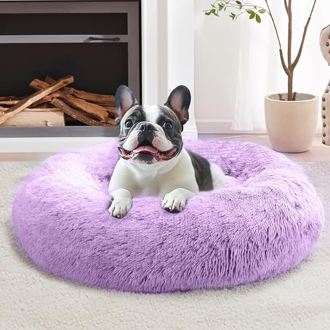 JOLLYVOGUE Calming Dog Bed Large Size Dog, Anti-Anxiety Donut Large Pet Bed by JOLLYVOGUE