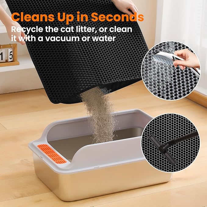 Jumbo Cat Litter Mat, 46x26 Inches Double Layer Honeycomb Litter Trapping Mat - Image 5