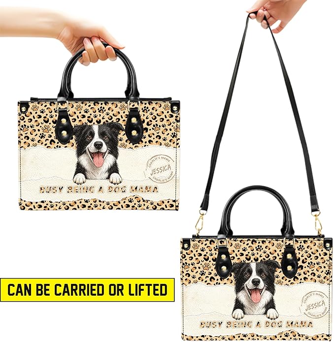 Personalized Pet Mom Leather Handbag – Custom Name Dog Cat Photo Purse - Image 5