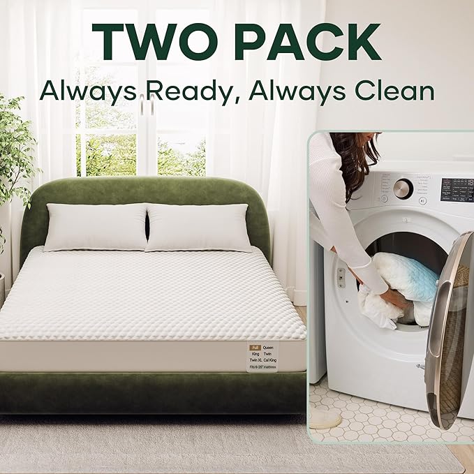 OhGeni 100% Waterproof Twin-2 Pack Mattress Protector, Fitted Sheet - Image 4