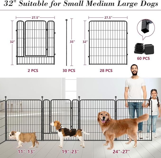 Dog Playpen 32 inch 30 Panels Indoor Outdoor Dog Pen - Image 3